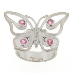 Meredith Leigh Sterling Silver Pink Tourmaline Butterfly Ring
