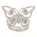 Meredith Leigh Sterling Silver Pink Tourmaline Butterfly Ring