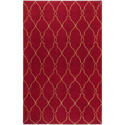 Hand-woven Hollis Red Wool Rug (5' x 8')