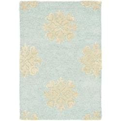Handmade Soho Medallion Light Blue New Zealand Wool Rug (2' x 3')