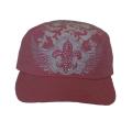 Nexgen Headwear Pink Fleur De Lis Rhinestone Military Cap