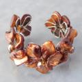 Silvertone Bronze Mother of Pearl and Crystal Cuff (Philippines)