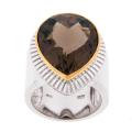 Meredith Leigh Two-tone Sterling Silver Smokey Quartz Solitaire Ring