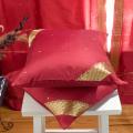 Set of 2 Sari Fabric Decorative Maroon Pillow Covers (India)
