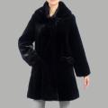 Nuage Women's Black Beaver Faux Fur Short Coat