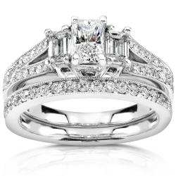 14k White Gold 1 1/3ct TDW Diamond Bridal Ring Set (G-H, SI1-SI2)