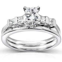 14k White Gold 1ct TDW Certifed Diamond Bridal Ring Set (D-E, SI1-SI2)