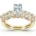 18k Gold 1 1/2ct TDW Certifed Diamond Bridal Ring Set (G-H, VS2)