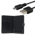 2-piece Black Leather Case w/ USB Cable for Barnes & Noble Nook
