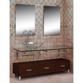 Modern Auxiliary Cabinet with Glass Top and Vessel Sink
