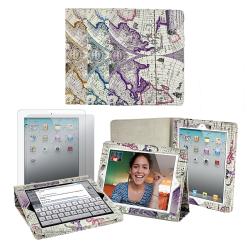 Apple iPad 2 Atlas Print Folding Stand Case with Screen Protector