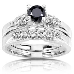 14k Gold 1 1/4ct TDW Black and White Diamond Bridal Ring Set (H-I, I1-I2)
