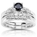 14k Gold 1 1/4ct TDW Black and White Diamond Bridal Ring Set (H-I, I1-I2)