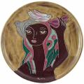 Mara Stoneware Round Woman/Birds Platter (Mexico)