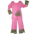Ann Loren Girls 2-piece Boutique Minky Leopard Heart Set