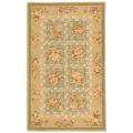 Handmade Bouquet Tiles Green/ Sand Wool and Silk Rug (2'6 x 4'6)