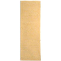 Handmade Zen Bouquet Beige Wool and Silk Rug (2'6 x 8')
