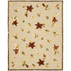 Handmade Autumn Bouquet Beige Wool and Silk Rug (7'6 x 9'6)