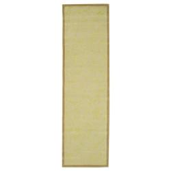 Handmade Rya Bouquet Beige Wool and Silk Runner (2'6 x 12')