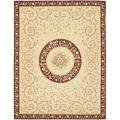 Handmade Gardens Bouquet Beige/ Dark Red Wool and Silk Rug (6' x 9')