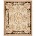 Handmade Grand Bouquet Beige/ Black Wool and Silk Rug (6' x 9')