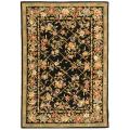 Handmade Bouquet Trellis Black Wool and Silk Rug (4'6 x 5'6)