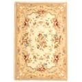 Handmade Paradise Bouquet Ivory/ Blue Wool and Silk Rug (2' x 3')