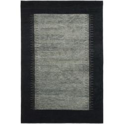 Hand-knotted Gabeh Solo Grey/ Black Wool Rug (2' x 3')