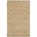 Handmade Zen Bouquet Beige/ Sage Wool and Silk Rug (4'6 x 5'6)