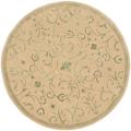 Handmade Zen Bouquet Beige/ Sage Wool and Silk Rug (7' 9 Round)