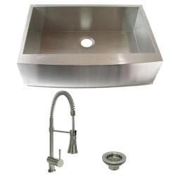 DeNovo Single Bowl Stainless Steel Farmhouse Kitchen Sink and Faucet Combo Set