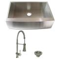 DeNovo Single Bowl Stainless Steel Farmhouse Kitchen Sink and Faucet Combo Set