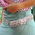 Aluminum 'Pink Chain Mail' Soda Pop-top Belt (Brazil)