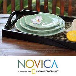 Handcrafted Eggshell 'Constellations' Mosaic Tray (Thailand)