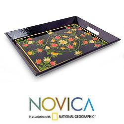 Wood 'Frangipani' Tray (India)