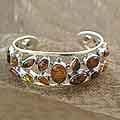 Sterling Silver 'Summer Sun' Amber Cuff Bracelet (India)