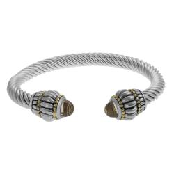 Journee Collection Silvertone and Goldtone CZ Twist Bracelet