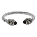 Journee Collection Two-tone Black CZ Twist Bracelet