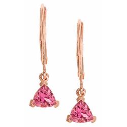 Gold over Silver Pink Topaz Earrings