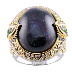 Michael Valitutti Two-tone Black Opal and Chrome Diopside Ring