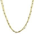 14k Two-tone Gold Triple Strand Ball Station Necklace