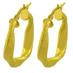 14k Yellow Gold Greek Design Twist Hoop Earrings