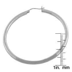 14k White Gold 50-mm Polished Tube Hoop Earrings