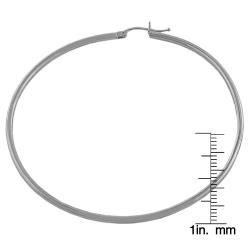 14k White Gold 60-mm Polished Tube Hoop Earrings
