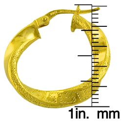 14k Yellow Gold Greek Design Twist Hoop Earrings