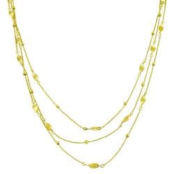 14k Yellow Gold 3-strand Twist/ Ball Station Necklace