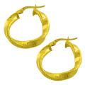 14k Yellow Gold Greek Design Twist Hoop Earrings