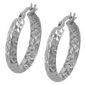 14k White Gold 20-mm Diamond-cut Hoop Earrings