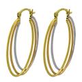 14k Tri-color Gold 3-row Oval Hoop Earrings