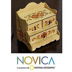 Handcrafted Wood 'Passion Flower' Jewelry Box (Peru)